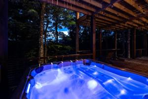 a hot tub on the deck of a house at Greenridge- Upscale Architecture and Modern Design in Blue Ridge +80 photos