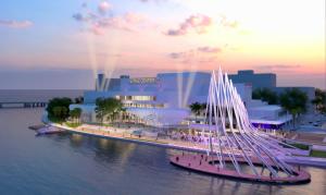 a rendering of a city with a bridge in the water at Townhouse Retreat in Riverview