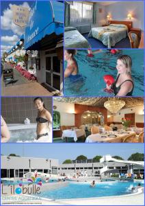 un collage de fotos de una piscina del hotel en Contact Hôtel de France Contres-Beauval-Cheverny, en Contres