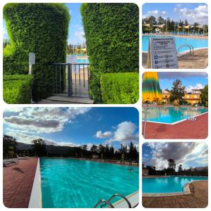 a collage of photos of a swimming pool at Pizzo Beach Club Luxury Apartment in Pizzo