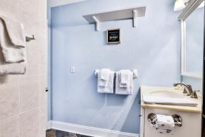 a bathroom with a sink and a shower at Atlantic Skies in Daytona Beach Shores +13 photos