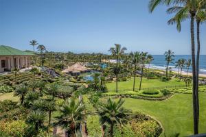 an aerial view of the resort and the ocean at Grand Hyatt Kauai Resort & Spa in Koloa