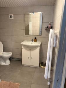 a bathroom with a sink and a toilet and a mirror at Your Little heaven in Bordeaux