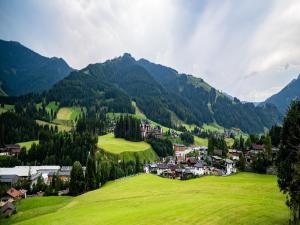 a village on a green hill with mountains in the background at Double room in Saalfelden by the Steinernes Meer in Saalfelden am Steinernen Meer +16 photos