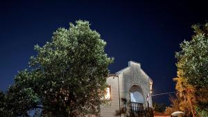 茨卡尔图博Сибиряк Sibiryak的夜晚的小教堂，天空繁星点点