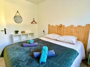 Katil atau katil-katil dalam bilik di Charming house with swimming pool Southern Ardèche