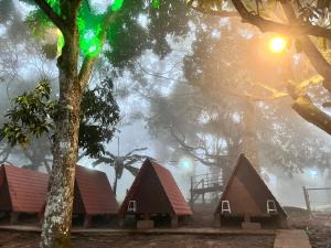 a group of huts in the forest in the mist at 04- Cachoeiras do Pinga, Tianguá in Tianguá