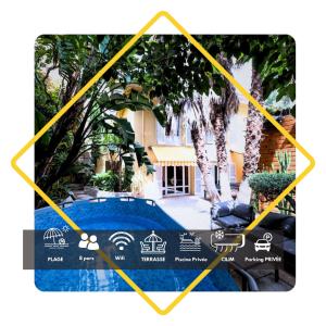 アンティーブにあるEden Housse Villa, pool, 2 min to beachesの家の前のプールの写真