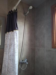 une douche avec un rideau de douche dans une salle de bain dans l'établissement Bella vista el manzano, à San Martín de los Andes