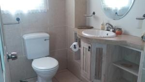 a bathroom with a white toilet and a sink at Sons of the King Guest House in De Rust +20 photos