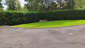 a skateboard park with a green grassy yard at Anne House in Raisio