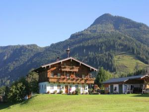 a large building in a field in front of a mountain at Apartment in Embach near Gastein Ski Area in Embach +16 photos