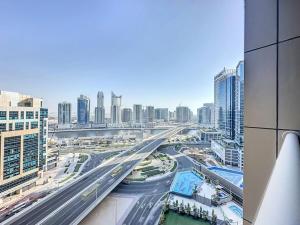 a view of a city from a building at Stunning studio in Downtown Dubai in Dubai