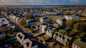 an aerial view of a city with buildings at Braidmead House in Irvine