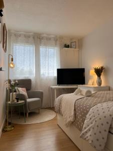 TV a/nebo společenská místnost v ubytování Jolie Chambre Confortable