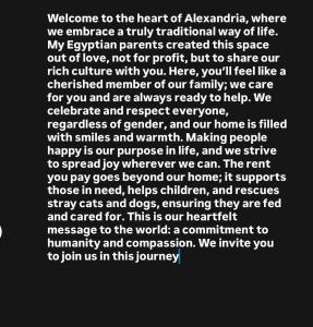 ein Text über das Herz von Allahu Akhtar in der Unterkunft Magdalena Haus in Alexandria