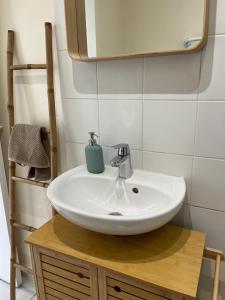 a bathroom with a sink and a mirror at Appartement F2 - Besançon - proche centre ville in Besançon