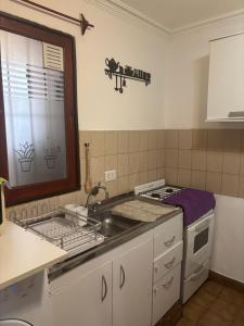 une cuisine avec un évier et une cuisinière dans l'établissement Victoria, à Salta