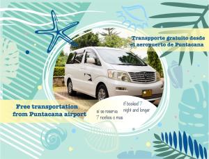 a poster of a van with the words tropographic permitting create a car evaporator at CARIBBEAN STUDIOS DELUXE with ROOFTOP POOL and SPA - LOS CORALES BEACH in Punta Cana
