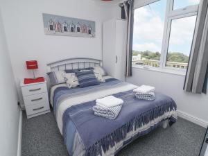 a bedroom with a bed and a window at I C Lundy Too in Bideford