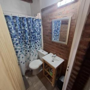 a bathroom with a toilet and a sink at Alojamientos Copihue in Zapala +10 photos