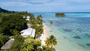 an aerial view of a house on a beach at Moorea Beach Lodge in Moorea +83 photos