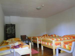 Habitación con 4 literas en una habitación en Cabana Cascada Cârnic, en Nucşoara