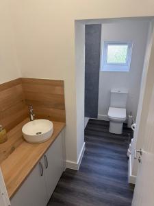 a bathroom with a sink and a toilet at 3 Russell street, Flat 2 in Gloucestershire