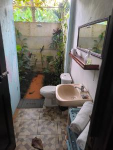 a bathroom with a toilet and a sink at Casa veranera in Sarapiquí