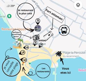 a map showing the location of a park at Appartement charmant avec vue sur la sur mer in Bordj el Bahri