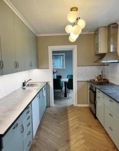 una cucina con un lavello e un piano di lavoro di Villa Hana a Sandnes