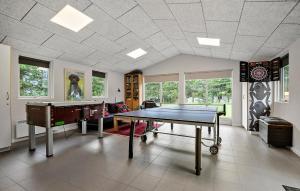 a living room with a ping pong table in it at Lovely Home In Ansager With Wifi in Ansager
