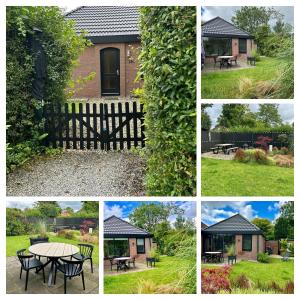 a collage of photos with a house and a table at Holiday Home 'Rietvogel' in Herkingen