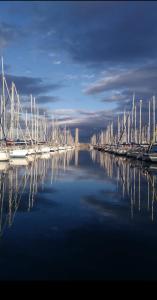 a row of boats are lined up in the water at IPANEMA - JOLI BATEAU à QUAI in Sète