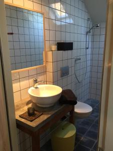 ein Bad mit einem Waschbecken und einem WC in der Unterkunft Onder de Noot in Baarlo