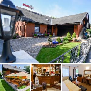 a collage of four pictures of a house at Guest House Bakhus in Žerjavka