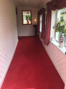 a red carpeted hallway with a red carpet at Riverside House in Roscommon