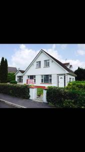 a large white house sitting on the side of a street at Riverside House in Roscommon