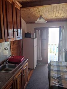 eine kleine Küche mit Spüle und Kühlschrank in der Unterkunft Apartment Boto - 20m from the sea in Smergo