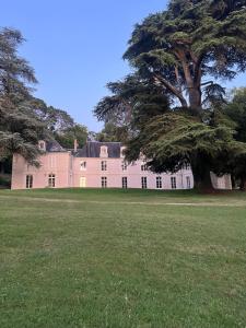 a large house with a large tree in a field at La Grange de la Boutelaye in Lésigny
