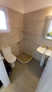 a bathroom with a toilet and a sink at Στούντιο 1 in Donoussa
