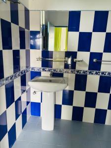 a bathroom with a sink and a mirror at AnS Villas and Apartments in Kandy