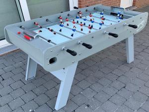 a ping pong table with balls on top of it at Modern villa in Rochefort close to the horses in Wavrielle
