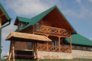 a house with a green roof on top of it at Vila Vis in Nova Varoš