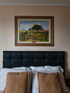 埃尔卡拉法特Terra Apart Hotel的床上墙上的画