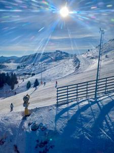 a fire hydrant in the snow on a ski slope at Apartment U150 - Aparthotel Vučko - Private Host in Jahorina