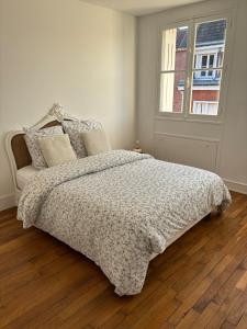 a bedroom with a bed and a window at La Petite Parisienne-Centre ville -Gare -Airport in Beauvais +40 photos