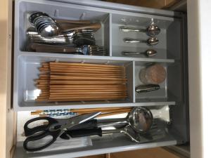 a drawer filled with utensils and pasta and scissors at Guest house Kintoto - Vacation STAY 9778 in Kanazawa +4 photos