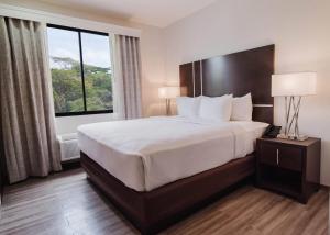 a hotel room with a large bed and a window at Comfort Inn & Suites Tobago in Tobago Island +81 photos
