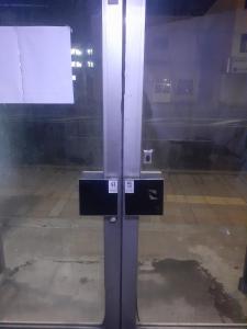 a glass door with a sign in a room at Hamburger restaurant Big foot / Vacation STAY 6626 in Hachinohe